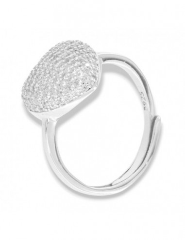 Anello Argento Rodiato Cuore Pavettato Zirconi Bianchi [d9e2f948]