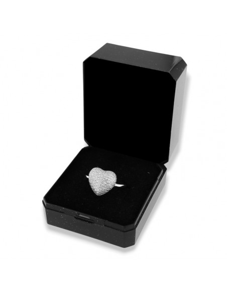Anello Argento Rodiato Cuore Pavettato Zirconi Bianchi [00c4ba45]
