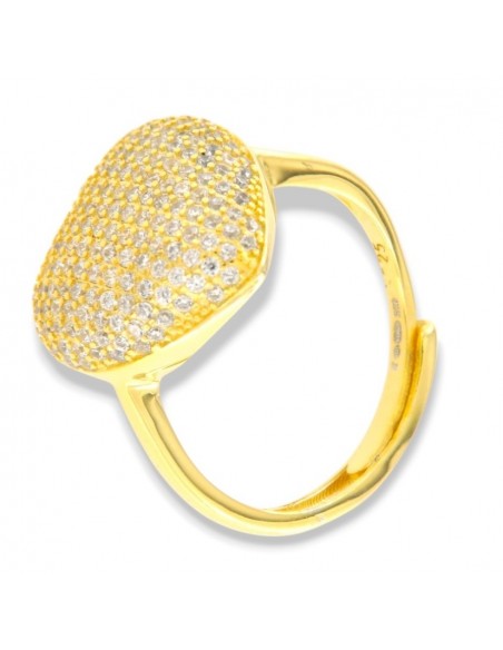 Anello Argento Dorato Cuore Pavettato Grande [7ec97c4a]