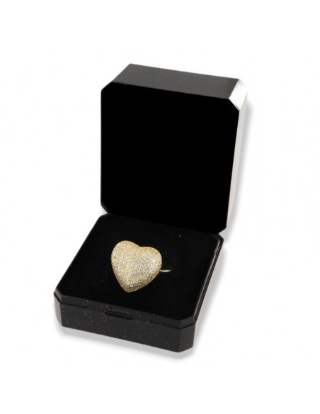 Anello Argento Dorato Cuore Pavettato Grande [a7ef3f47]
