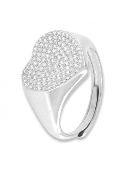 Anello Argento Rodiato Chevalier Cuore Zirconi Bianchi [516b202a]