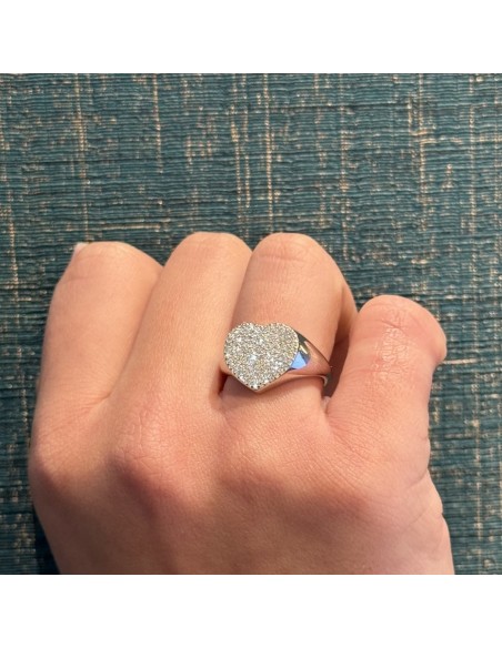 Anello Argento Rodiato Chevalier Cuore Zirconi Bianchi [905a0337]