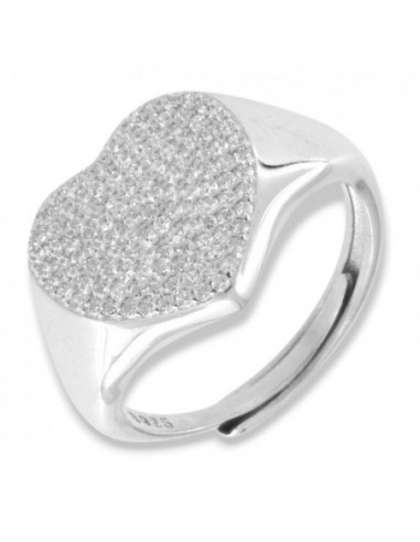 Anello Argento Rodiato Chevalier Cuore Zirconi Bianchi [2747c233]