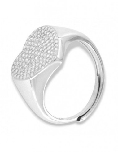 Anello Argento Rodiato Chevalier Cuore Zirconi Bianchi [2217852d]