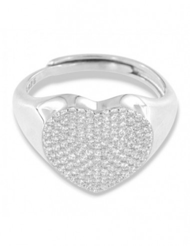 Anello Argento Rodiato Chevalier Cuore Zirconi Bianchi [4c2c0724]