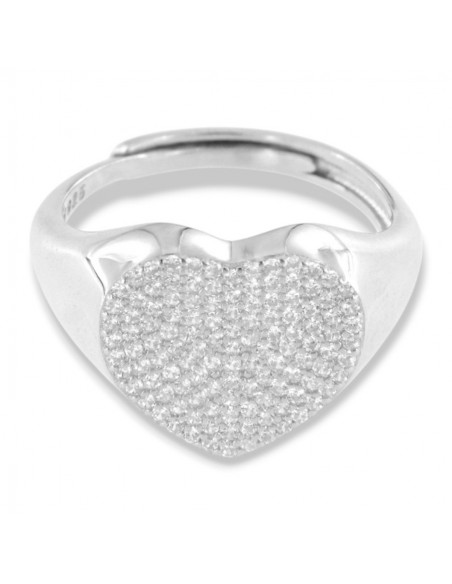 Anello Argento Rodiato Chevalier Cuore Zirconi Bianchi [4c2c0724]