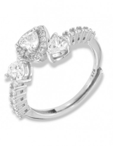 Anello Argento Rodiato Cuori Zirconi Bianchi [3bf5a034]