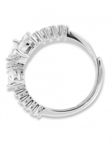 Anello Argento Rodiato Cuori Zirconi Bianchi [89b8262e]