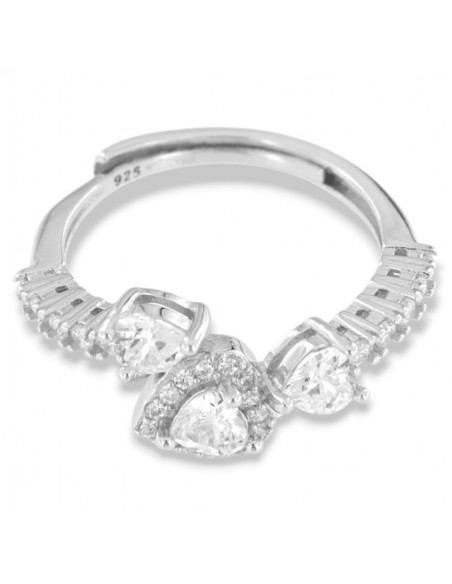 Anello Argento Rodiato Cuori Zirconi Bianchi [509e6523]
