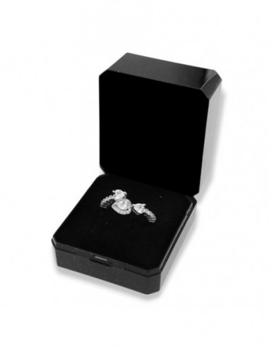 Anello Argento Rodiato Cuori Zirconi Bianchi [e783a427]