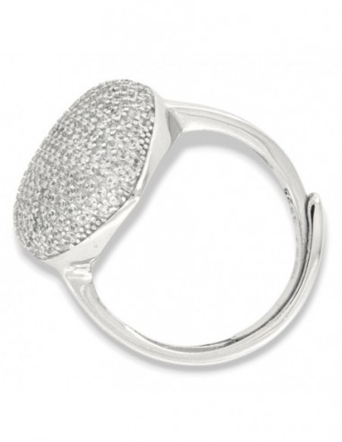 Anello Argento Rodiato Cuore Pavettato Grande Zirconi Bianchi [e70a514e]