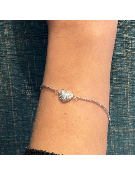 Bracciale Argento Rodiato Cuore Pavettato Zirconi Bianchi [46b4c523]