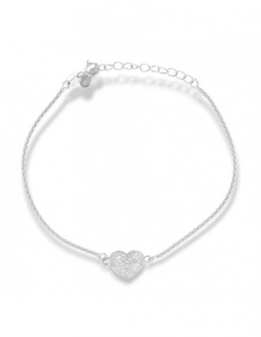 Bracciale Argento Rodiato Cuore Pavettato Zirconi Bianchi [43e4823d]