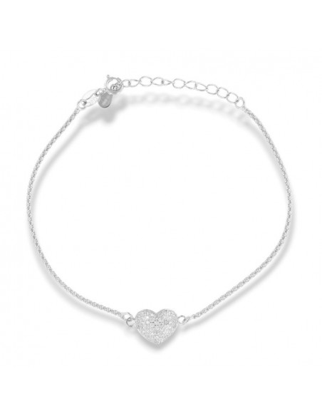 Bracciale Argento Rodiato Cuore Pavettato Zirconi Bianchi [43e4823d]