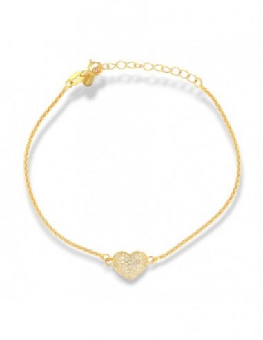Bracciale Argento Dorato Cuore Pavettato Zirconi Bianchi [f74ba470]