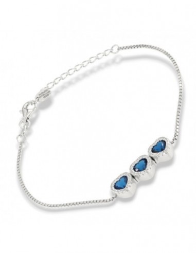 Bracciale Argento Rodiato Cuori Blu [bfb5fb9d]