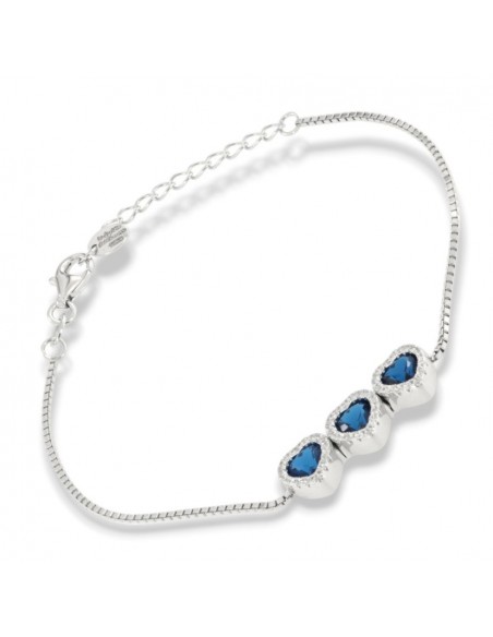 Bracciale Argento Rodiato Cuori Blu [bfb5fb9d]