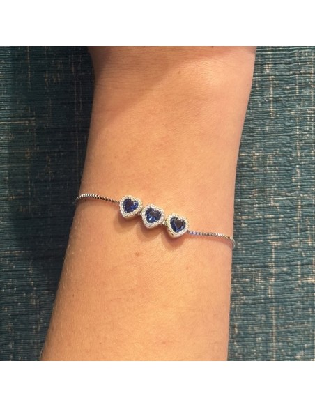 Bracciale Argento Rodiato Cuori Blu [cfd18c56]