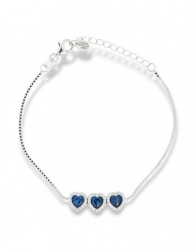 Bracciale Argento Rodiato Cuori Blu [7d9c0a4c]