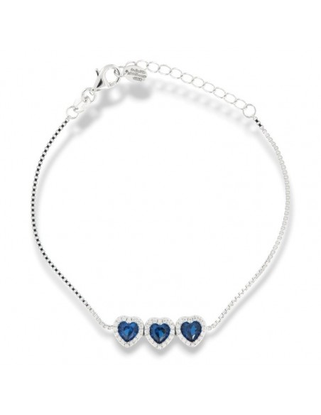 Bracciale Argento Rodiato Cuori Blu [7d9c0a4c]