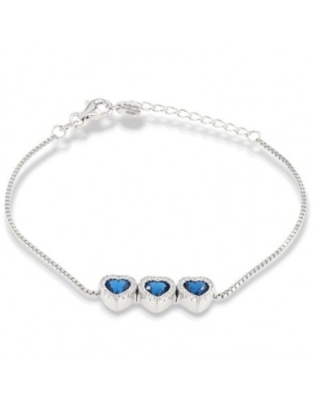 Bracciale Argento Rodiato Cuori Blu [ca81cb48]