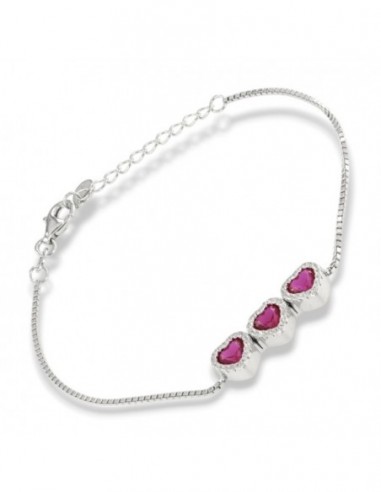 Bracciale Argento Rodiato Cuori Viola [0df87d87]