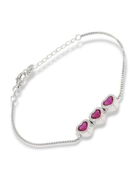 Bracciale Argento Rodiato Cuori Viola [0df87d87]