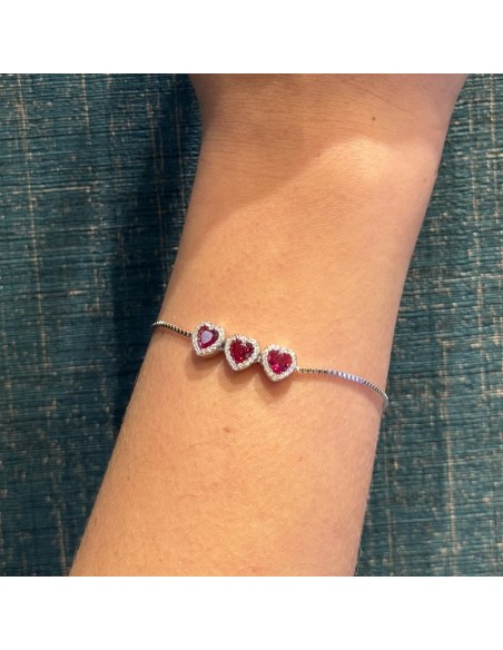 Bracciale Argento Rodiato Cuori Viola [dd3a5f52]