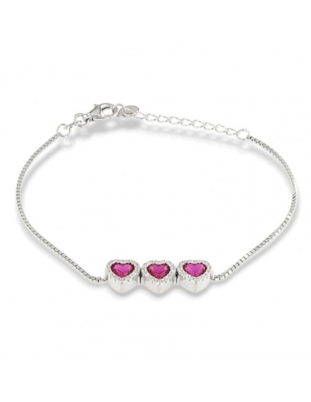 Bracciale Argento Rodiato Cuori Viola [6f77d948]