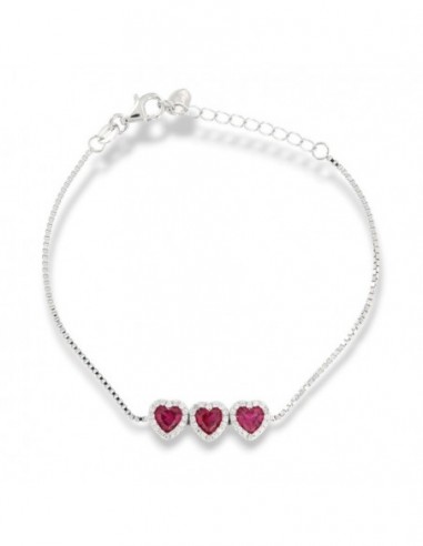 Bracciale Argento Rodiato Cuori Viola [d86a184c]