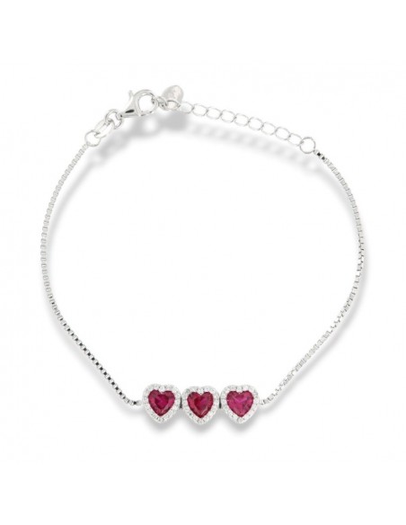 Bracciale Argento Rodiato Cuori Viola [d86a184c]
