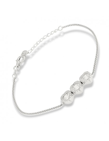 Bracciale Argento Rodiato Cuori Bianchi [bae5bc83]