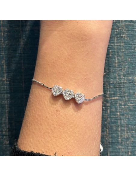 Bracciale Argento Rodiato Cuori Bianchi [5a968753]