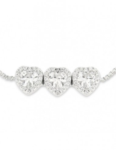 Bracciale Argento Rodiato Cuori Bianchi [ed8b4657]