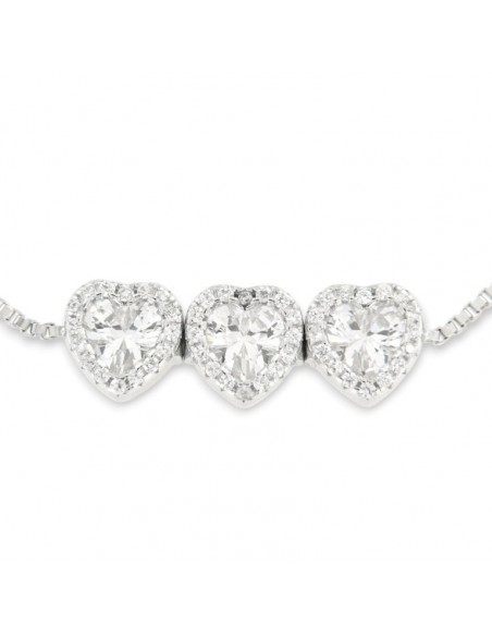 Bracciale Argento Rodiato Cuori Bianchi [ed8b4657]