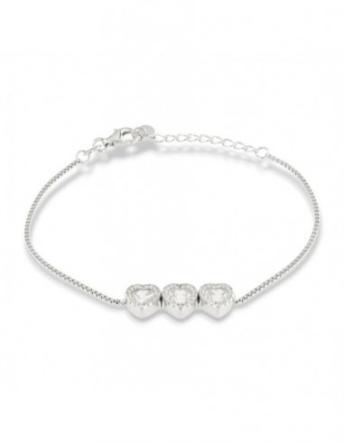 Bracciale Argento Rodiato Cuori Bianchi [e8db0149]