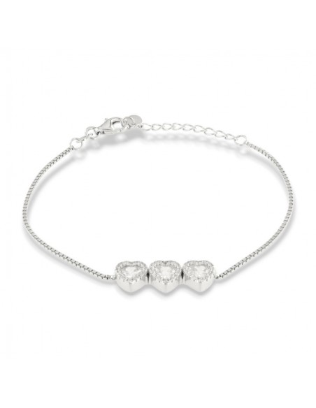 Bracciale Argento Rodiato Cuori Bianchi [e8db0149]