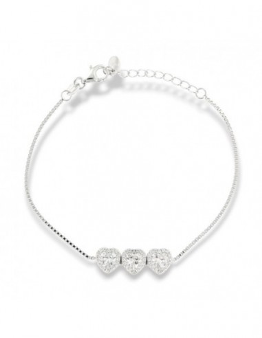 Bracciale Argento Rodiato Cuori Bianchi [5fc6c04d]