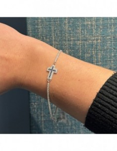 Bracciale Argento Tennis Crocifisso Centrale Zirconi Blu [2e862bbe] 2