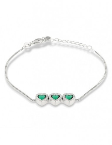 Bracciale Argento Rodiato Cuori Verdi [fa30d24d]