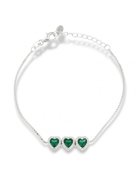 Bracciale Argento Rodiato Cuori Verdi [4d2d1349]