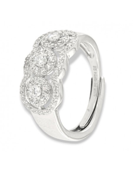 Anello Argento Rodiato Trilogy Corona Zirconi Bianchi [e95f0e4f]