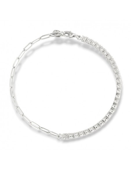 Bracciale Argento Tennis Zirconi Bianchi Catena Ovale [45cac519]