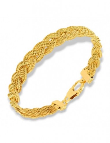 Bracciale Argento Dorato Treccia Quadrispiga [94fb411d]