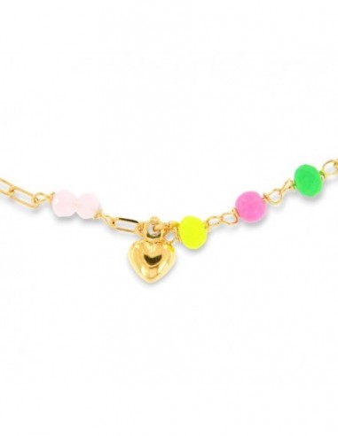 Bracciale Argento Dorato Catenina Cuore Con Sfere Colorate [682e1bba]