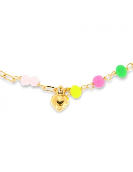 Bracciale Argento Dorato Catenina Cuore Con Sfere Colorate [682e1bba]