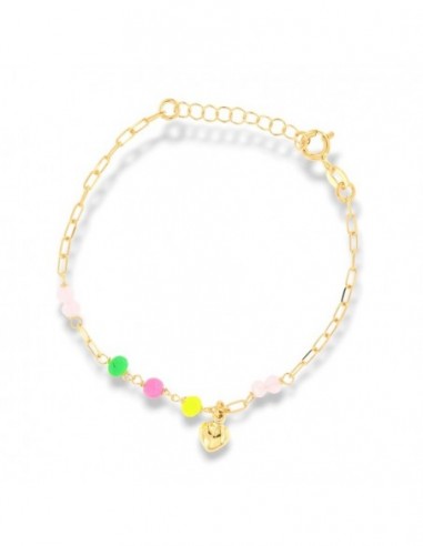Bracciale Argento Dorato Catenina Cuore Con Sfere Colorate [6d7e5ca4]