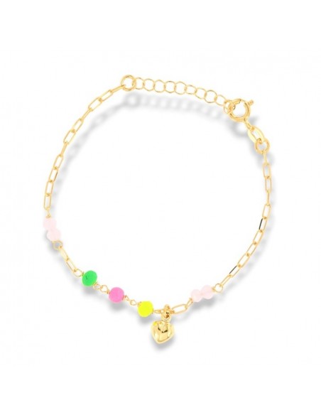 Bracciale Argento Dorato Catenina Cuore Con Sfere Colorate [6d7e5ca4]