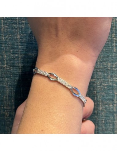 Bracciale Argento Rodiato Catena Zirconi Bianchi [5ec7fcde]