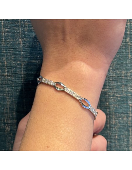 Bracciale Argento Rodiato Catena Zirconi Bianchi [5ec7fcde]